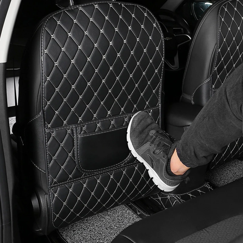 1Pc PU Leather Car Anti-Kick Mats Auto Seat Back Protector Cover For Children Kids Car Back Seat Anti-Dirty Pad Car Accessories
