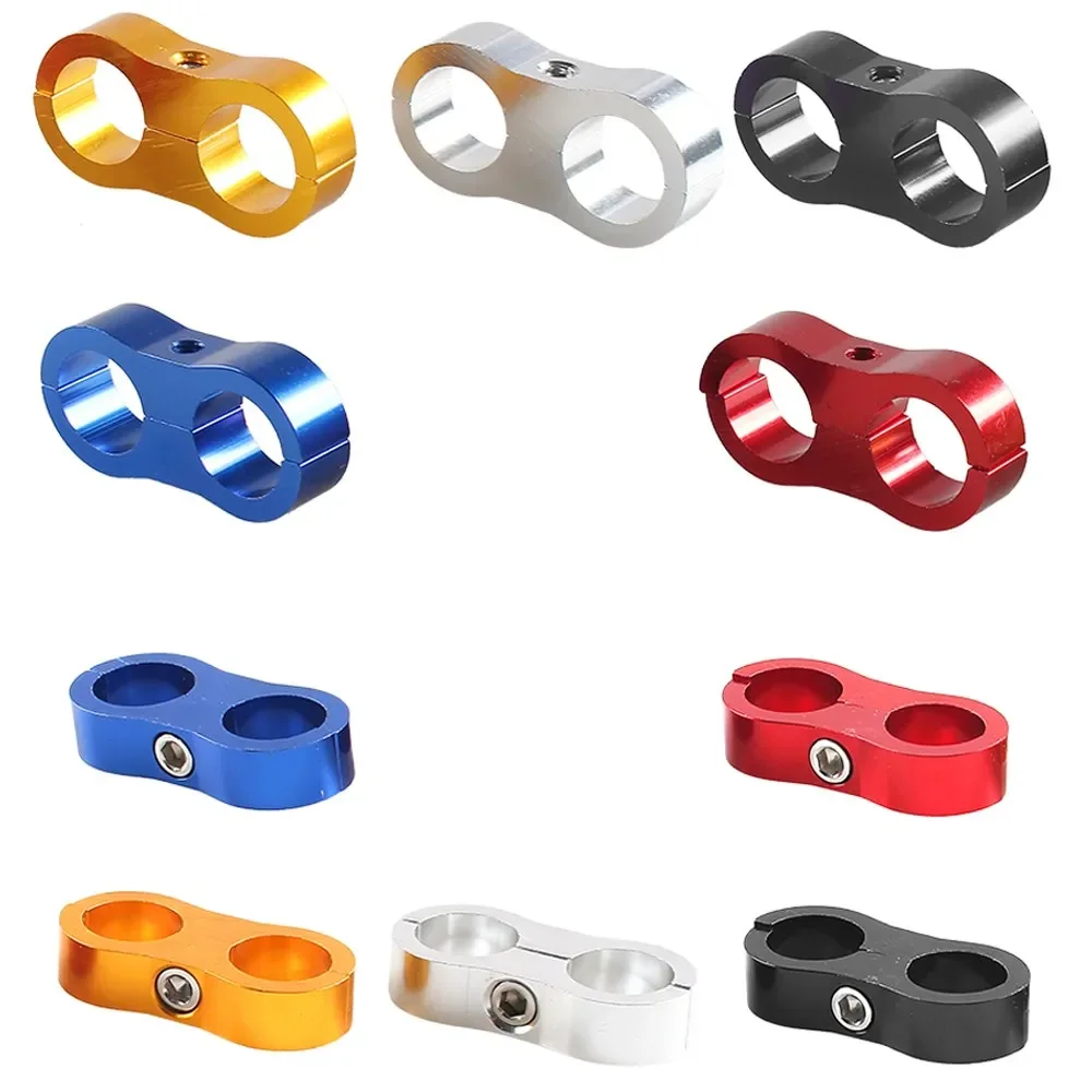 Universal Aluminum AN4 AN6 AN8 AN10 Braided Rubber Hose Line Clamp Splitter Billet Oil Fuel Water Hose Tube Seprator Kit