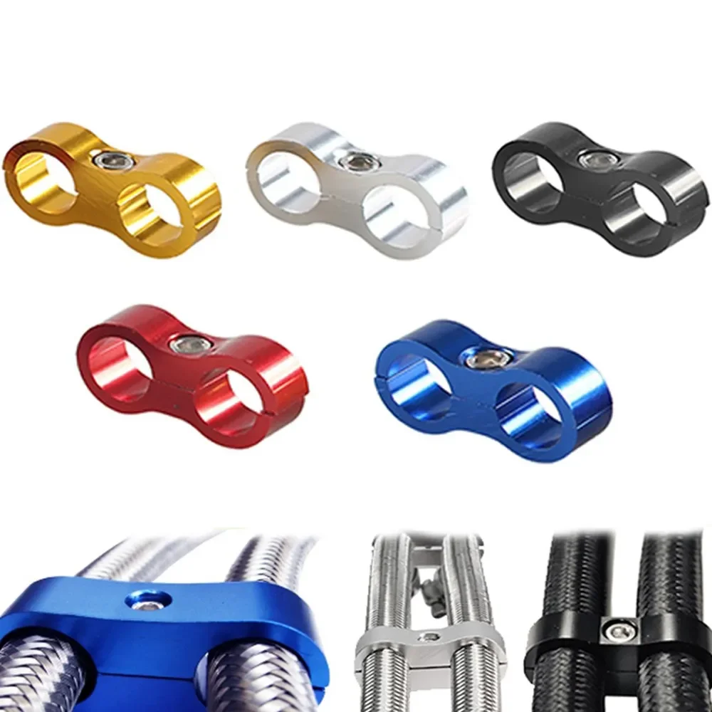 Universal Aluminum AN4 AN6 AN8 AN10 Braided Rubber Hose Line Clamp Splitter Billet Oil Fuel Water Hose Tube Seprator Kit