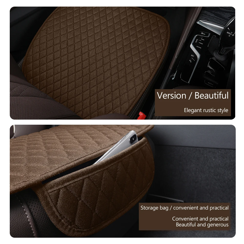 Universal Flax Car Seat Cover Front Rear Cushion Comfortable Breathable Protector Mat Four Season Pad Auto Interior Accessories