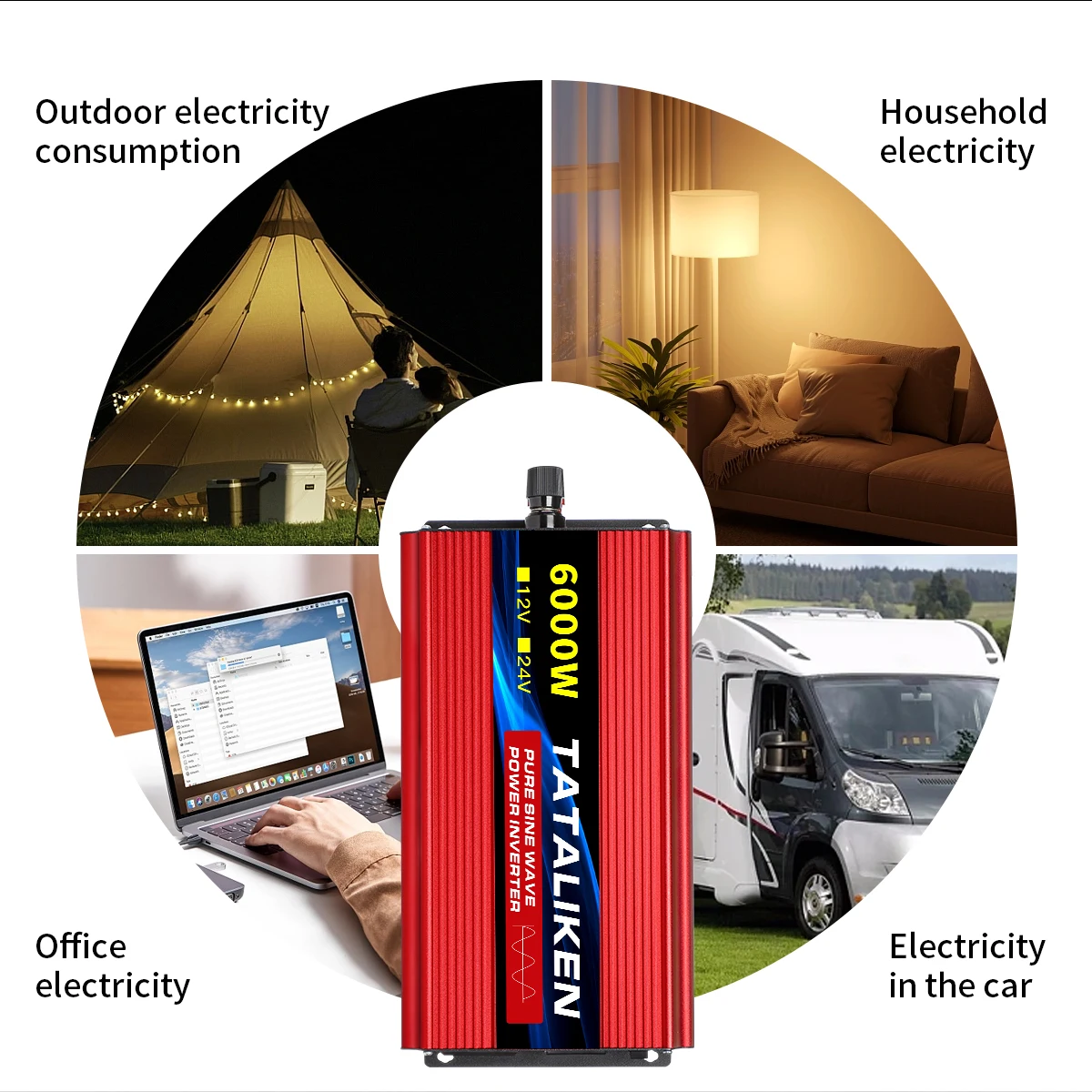 Pure Sine Wave Inverter 1000W-4000W DC 12V and 24V to AC 220V 50hz Power Inverter Charger Adapter Universal Socket