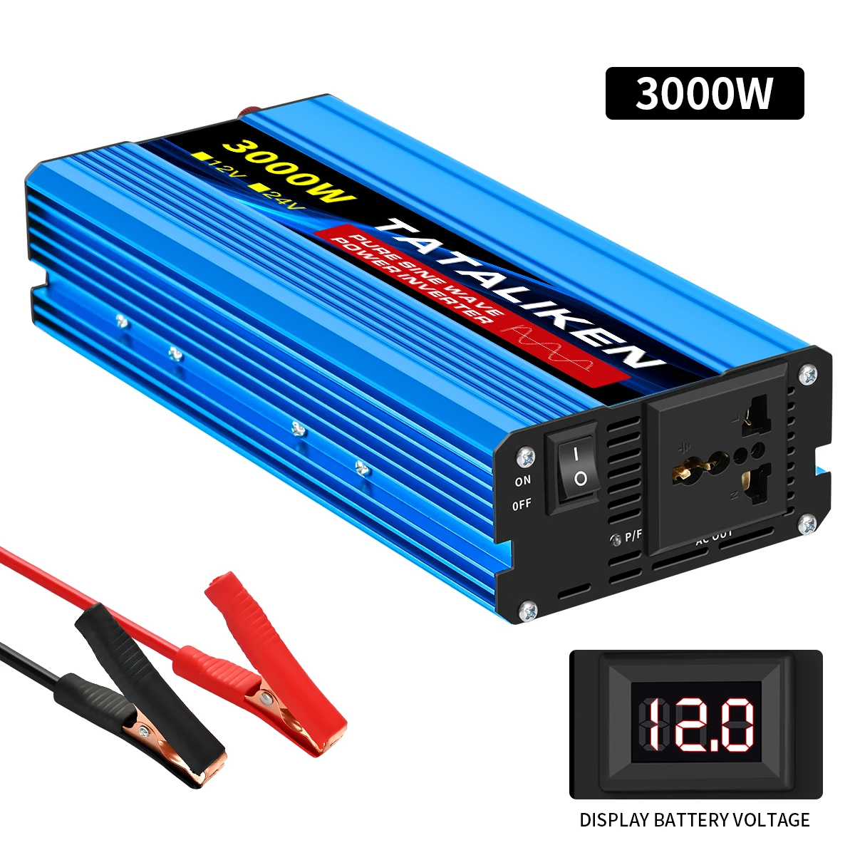 Pure Sine Wave Inverter 1000W-4000W DC 12V and 24V to AC 220V 50hz Power Inverter Charger Adapter Universal Socket