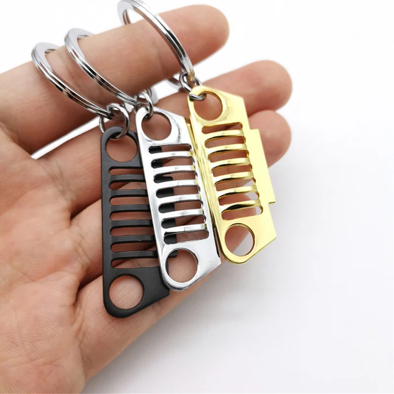 1PC Universal Medium Grid Keychain Key Ring for Jeep CJ JK TJ YJ XJ Car Front Grill Design Car Nini Cute Grill Keychain