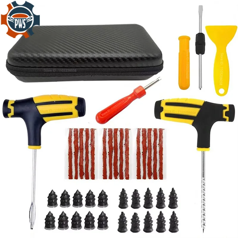 Car Tire Repair Kit Tubeless Tyre Puncture Repair Kit Studding Tool Set Bike Tire Replacement Tool Motorcycle Tire Repair Tool