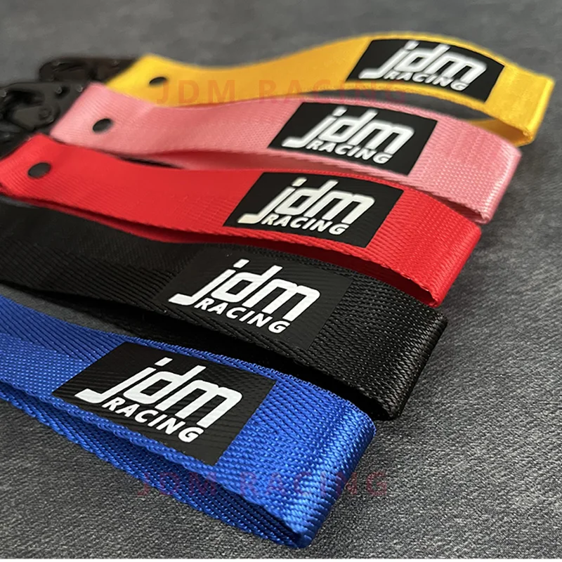 Hot Car Keytags Strap Keychain Emblem Nylon Webbing Blue Strap Keychain Key Chain with Steel Spring Clip Lanyard Accessory
