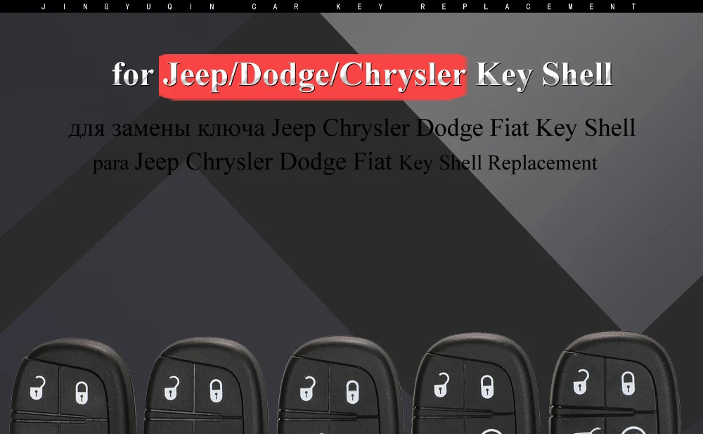 Jingyuqin For Jeep Grand Cherokee Dodge Ram 1500 Journey Charger Dart Challenger Durango Chrysler 300 Remote Key Shell 2/3/4/5BT