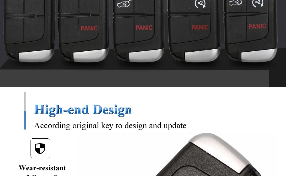 Jingyuqin For Jeep Grand Cherokee Dodge Ram 1500 Journey Charger Dart Challenger Durango Chrysler 300 Remote Key Shell 2/3/4/5BT