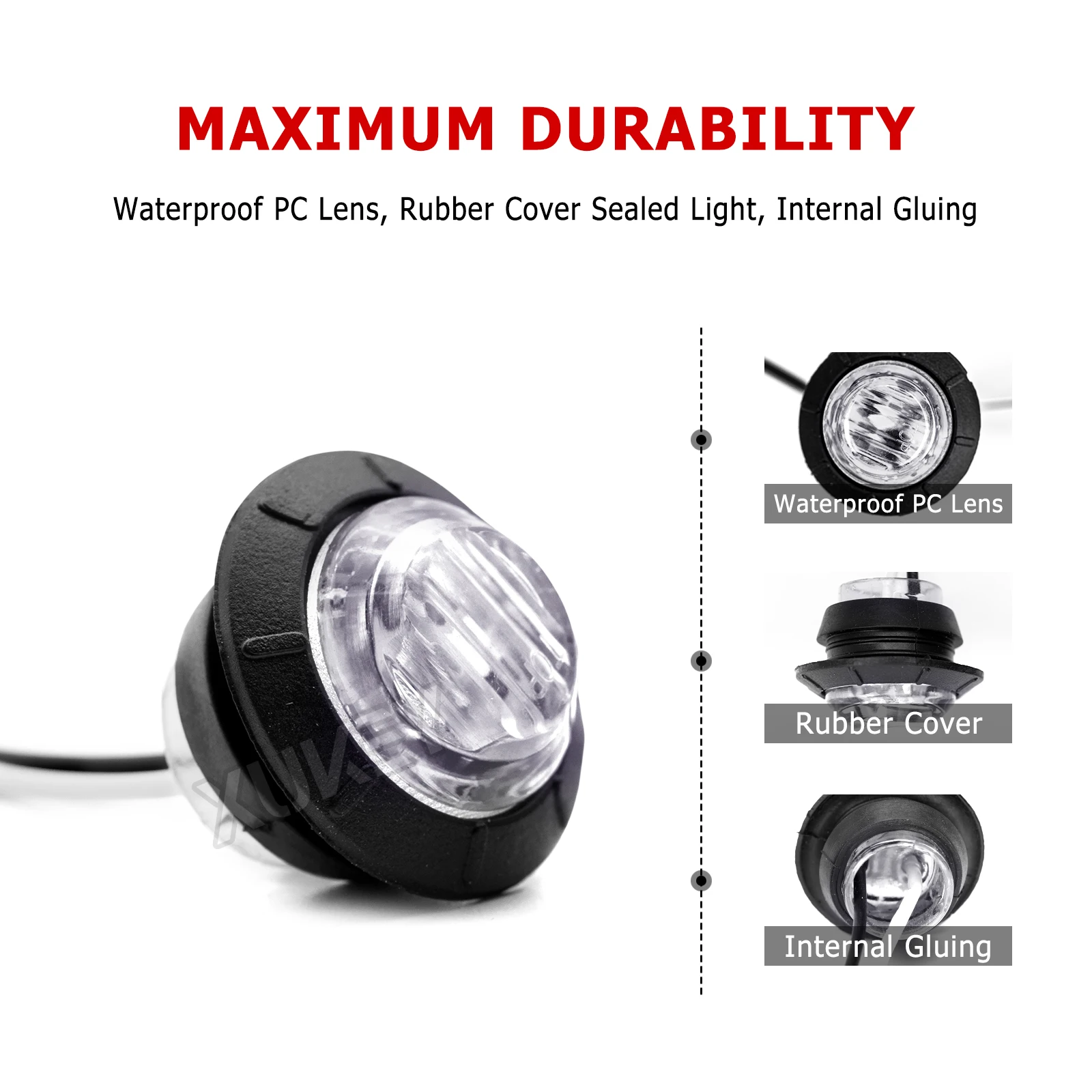 6/10x 12V 24V RED Side Mini Round 3/4" LED Marker Light Truck Trailer Boat Tractor Caravan ATV UTV RV Chassis Grille Signal Lamp