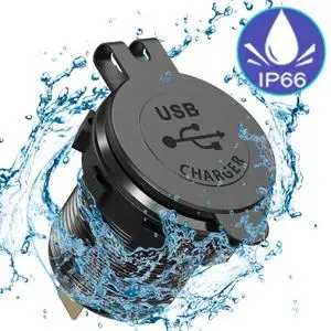 DaierTek Car USB Charger Socket Metal 60W Car Charger 12V 24V USB Outlet PD USB-C & Two QC3.0 Ports Touch Switch For Boat Marine