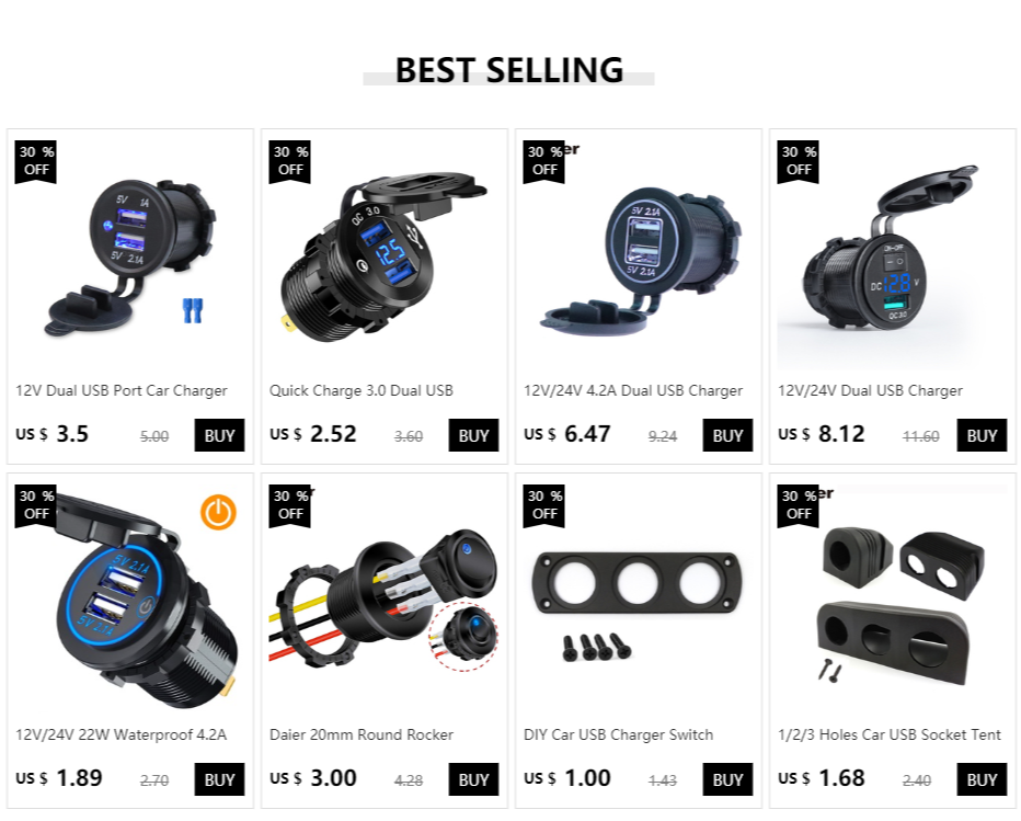 DaierTek Car USB Charger Socket Metal 60W Car Charger 12V 24V USB Outlet PD USB-C & Two QC3.0 Ports Touch Switch For Boat Marine