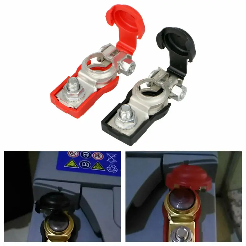 2pcs Negative Positive Auto Battery Cable Terminal Top Post Clamp For For SAE And DIN Batteries For All Cars