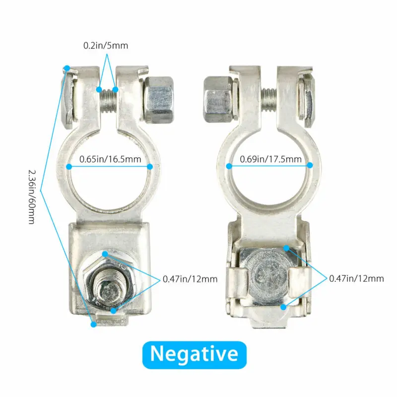 2pcs Negative Positive Auto Battery Cable Terminal Top Post Clamp For For SAE And DIN Batteries For All Cars