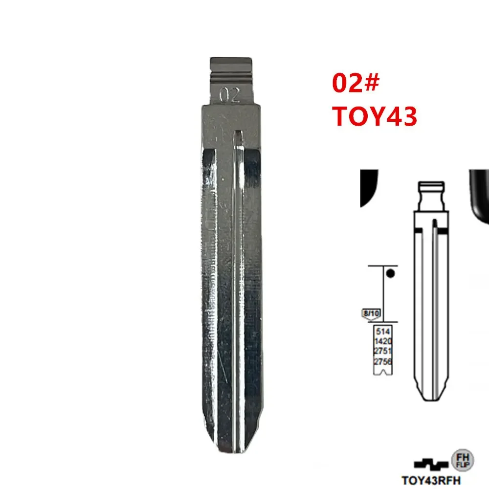 10pcs 02# KD Key Blade TOY43 Uncut Blank Keydiy Xhorse Remote Key Blade for Toyota Corolla Crown Camry Highlander Corolla Vios