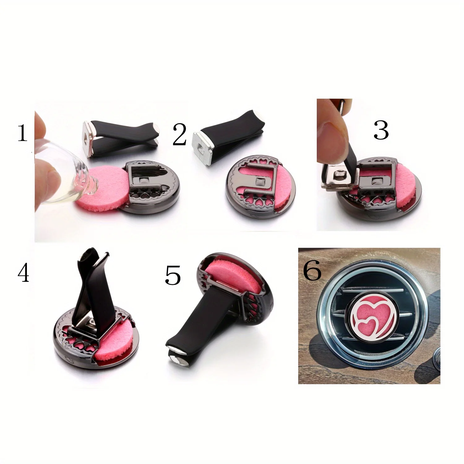 1pc Refillable Car Air Freshener Perfume Diffuser Clip, Auto Air Vent Car Interior Car Aromatherapy Diffuser With 10pcs Pads