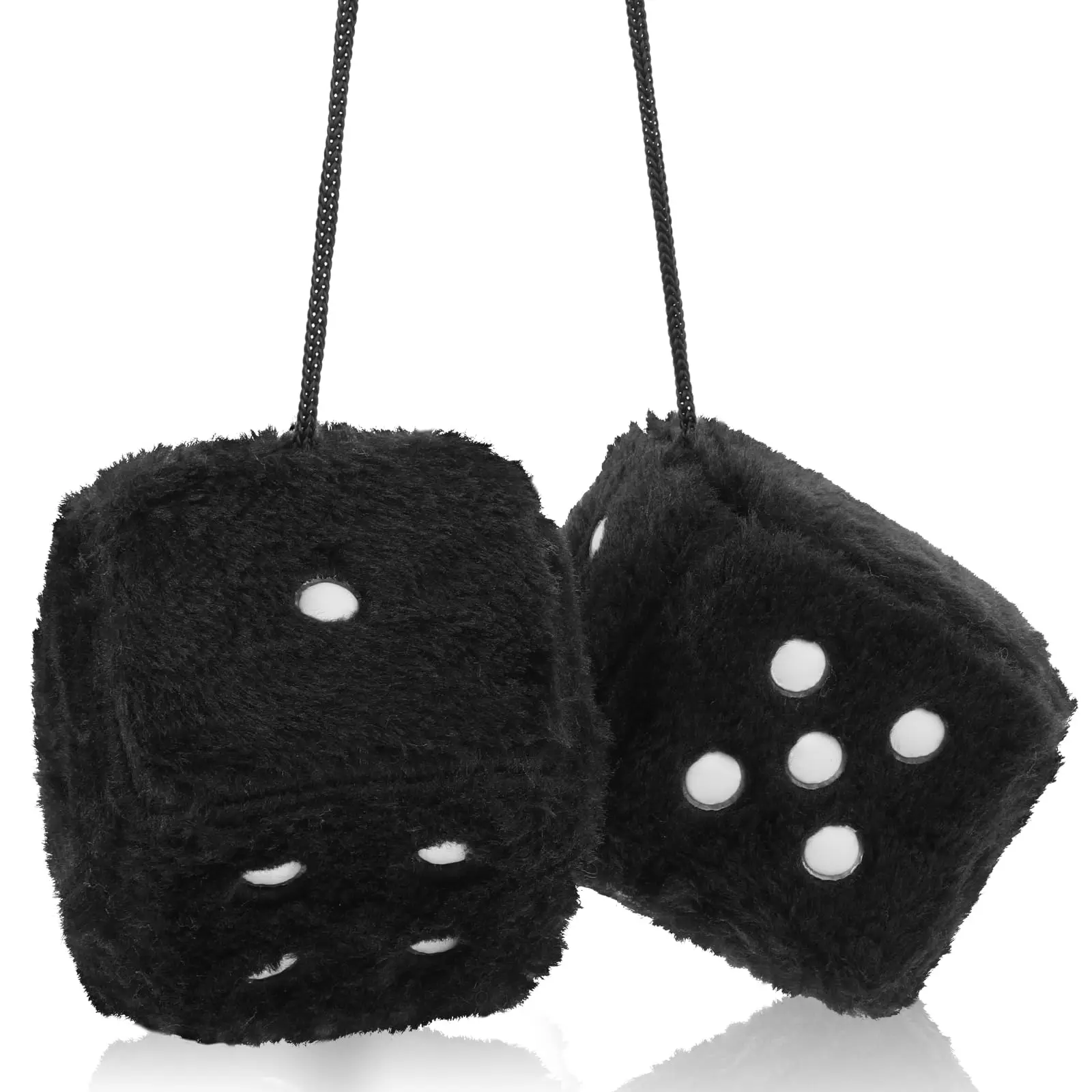Fuzzy Dice for Car Mirror Pair of 2.7” Retro Square Fuzzy Plush Dice with Dots for Hanging Car Accessories Interior Fluffy