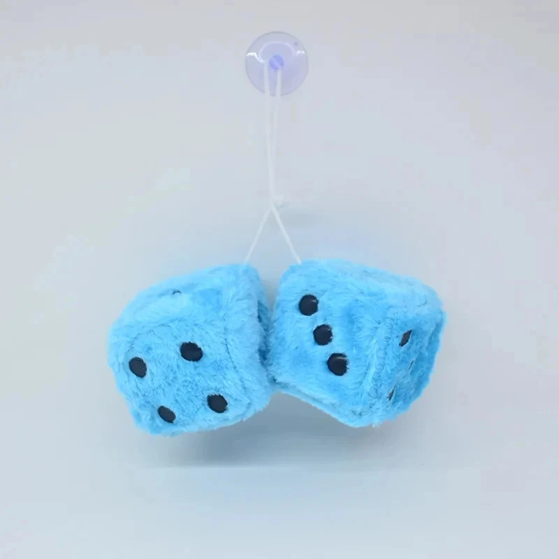 Fuzzy Dice for Car Mirror Pair of 2.7” Retro Square Fuzzy Plush Dice with Dots for Hanging Car Accessories Interior Fluffy