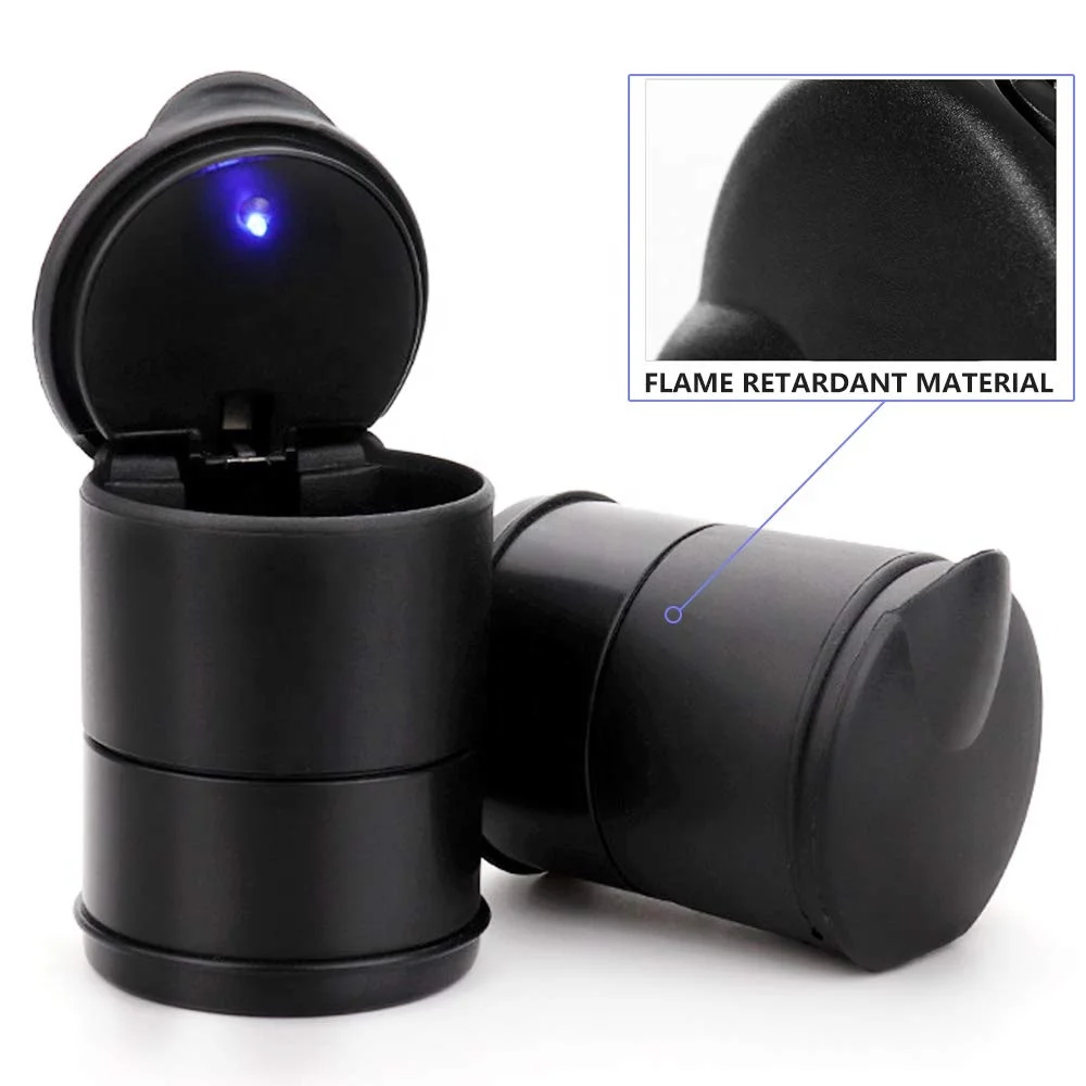 Car Ashtray LED Alloy Ash Tray Plastic Cup Portable Smokeless Auto Ashtray Flame Retardant Cigarette Holder Box Accessories