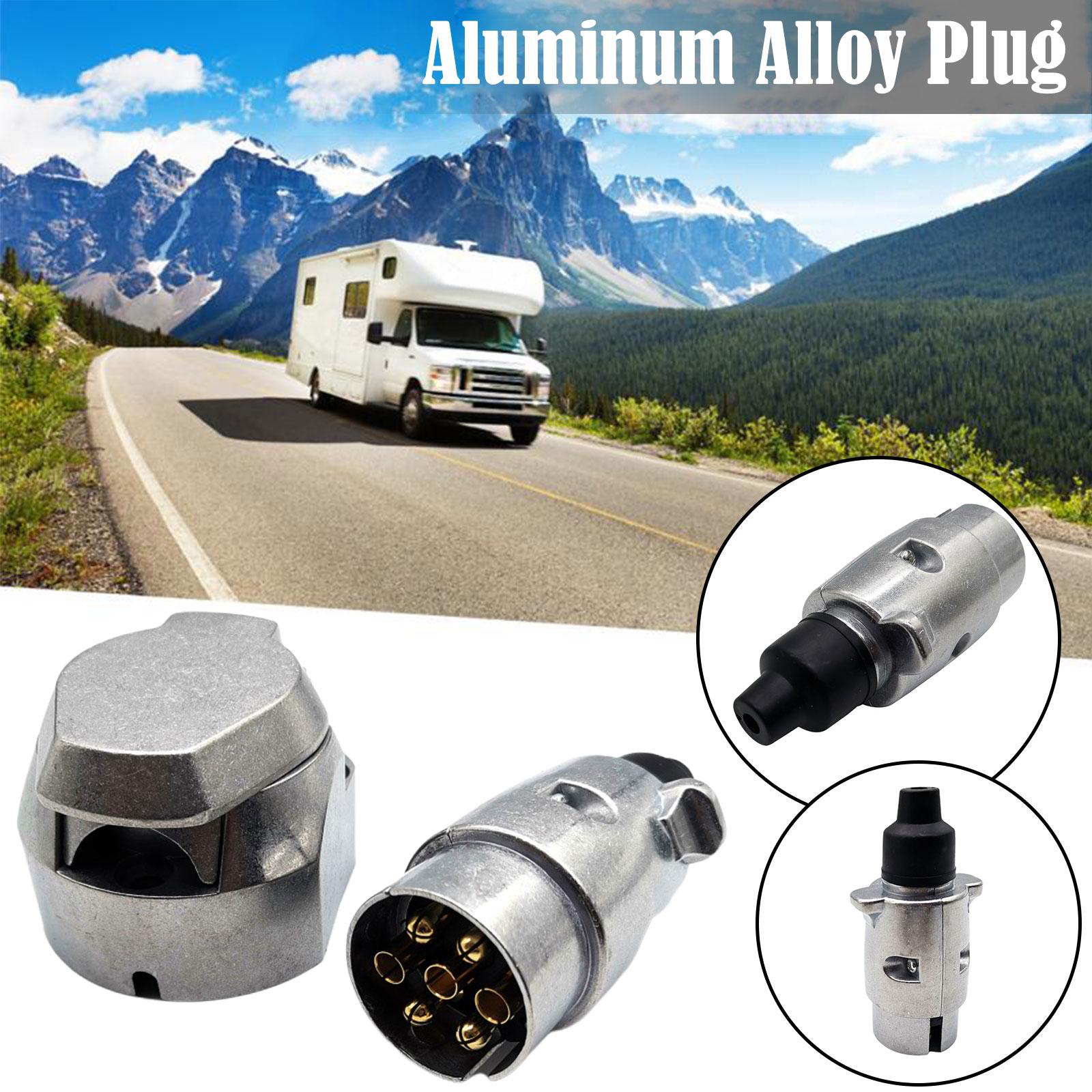 7 Pin Plug Trailer Truck Aluminium Alloy Towing Electrics 12V Connector Replacement For RV Truck EU Plug New