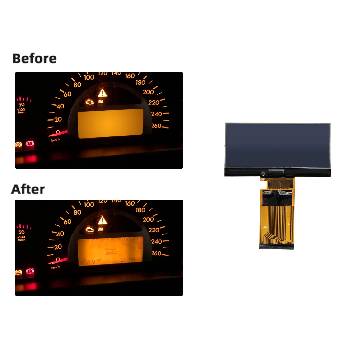 Dashboard LCD Display for Mercedes Benz W203 C-Class 2000-2004/W463 G-Class 2002-2007 LCD Display Instrument Panel Pixels