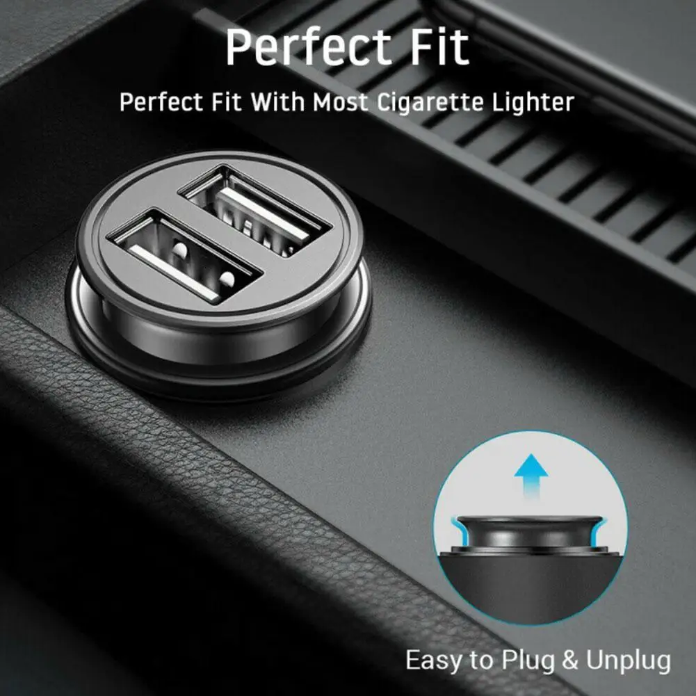 Dual USB Car Charger 5A Fast Charing 2 Port 12-24V Cigarette Socket Lighter Car USBC Charger For All Smart Phones Adapter