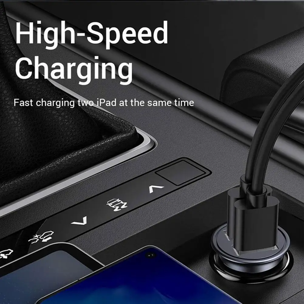 Dual USB Car Charger 5A Fast Charing 2 Port 12-24V Cigarette Socket Lighter Car USBC Charger For All Smart Phones Adapter