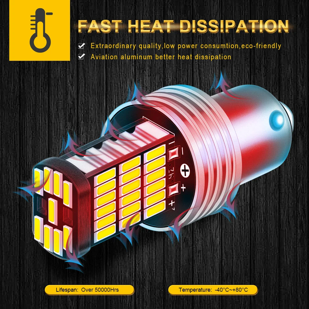 2PCS 1156 BA15S P21W S25 7506 LED Bulbs High Power 45pcs 4014SMD Super Bright 1200LM Replace For Car Reversing Light White