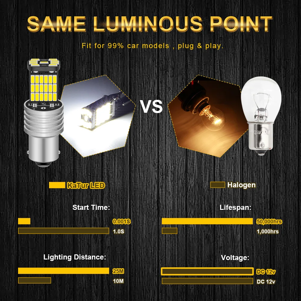 2PCS 1156 BA15S P21W S25 7506 LED Bulbs High Power 45pcs 4014SMD Super Bright 1200LM Replace For Car Reversing Light White