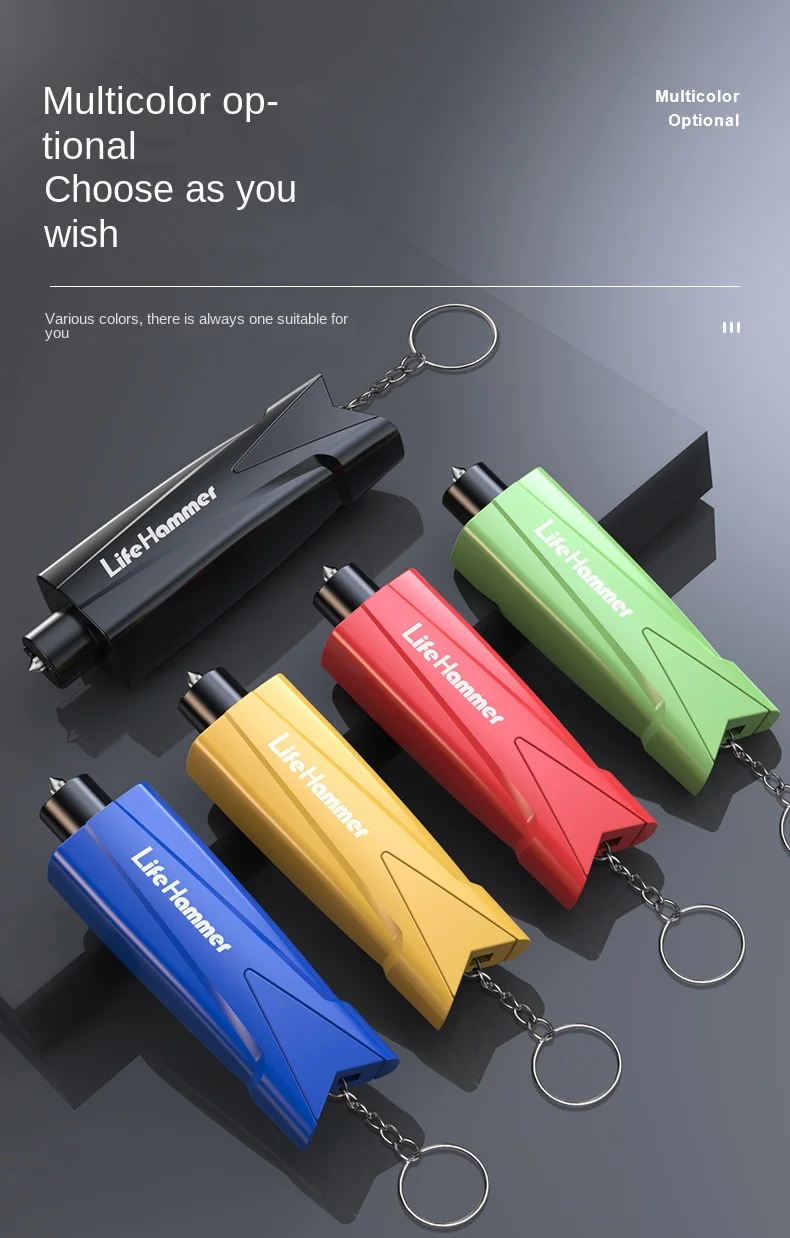 Car Safety Hammer Auto Emergency Glass Window Breaker Seat Belt Cutter Life-Saving Car Emergency Escape Hammer Survival Whistle
