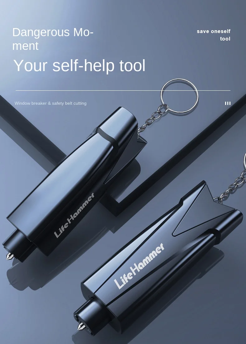 Car Safety Hammer Auto Emergency Glass Window Breaker Seat Belt Cutter Life-Saving Car Emergency Escape Hammer Survival Whistle