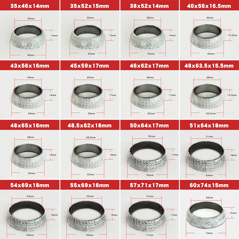 1pc 35mm-75mm Dia Car Muffler Exhaust Pipe Gasket Seal Ring Exhaust Tail Pipe Flange Donut Gasket Muffler Seal Ring