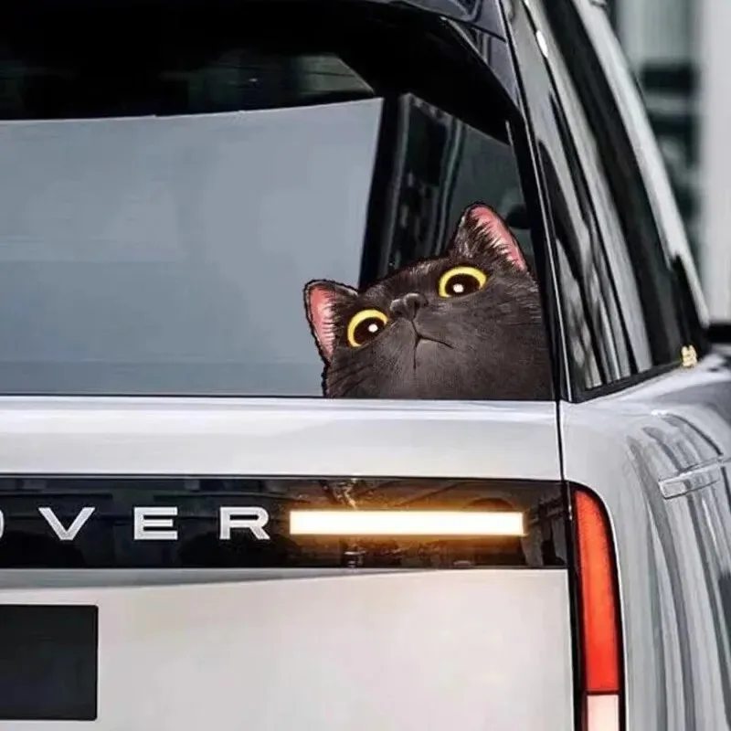 Probe Cat Creative Expression Car Stickers Electric Motorcycle Body Triangle Window Luggage Laptop Stickers Fun Car Stickers