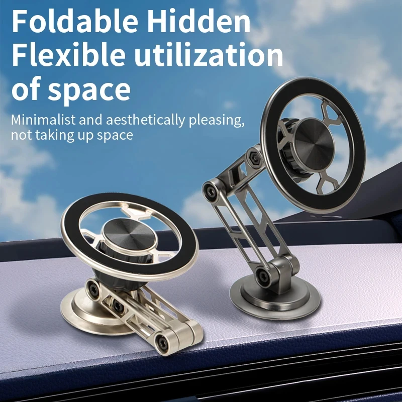 Metal Magnetic Car Phone Bracket with 360Degree Rotating Accessory Foldable Ventilated Magnet Gps Cars Accessories for Phones