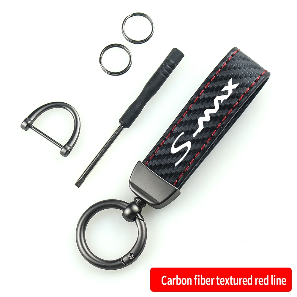 Car Carbon Fiber Leather Rope Keychain Key Chain Pendant Keyring Horseshoe Buckle for RAPTOR S-MAX STline TRANSIT Accessories