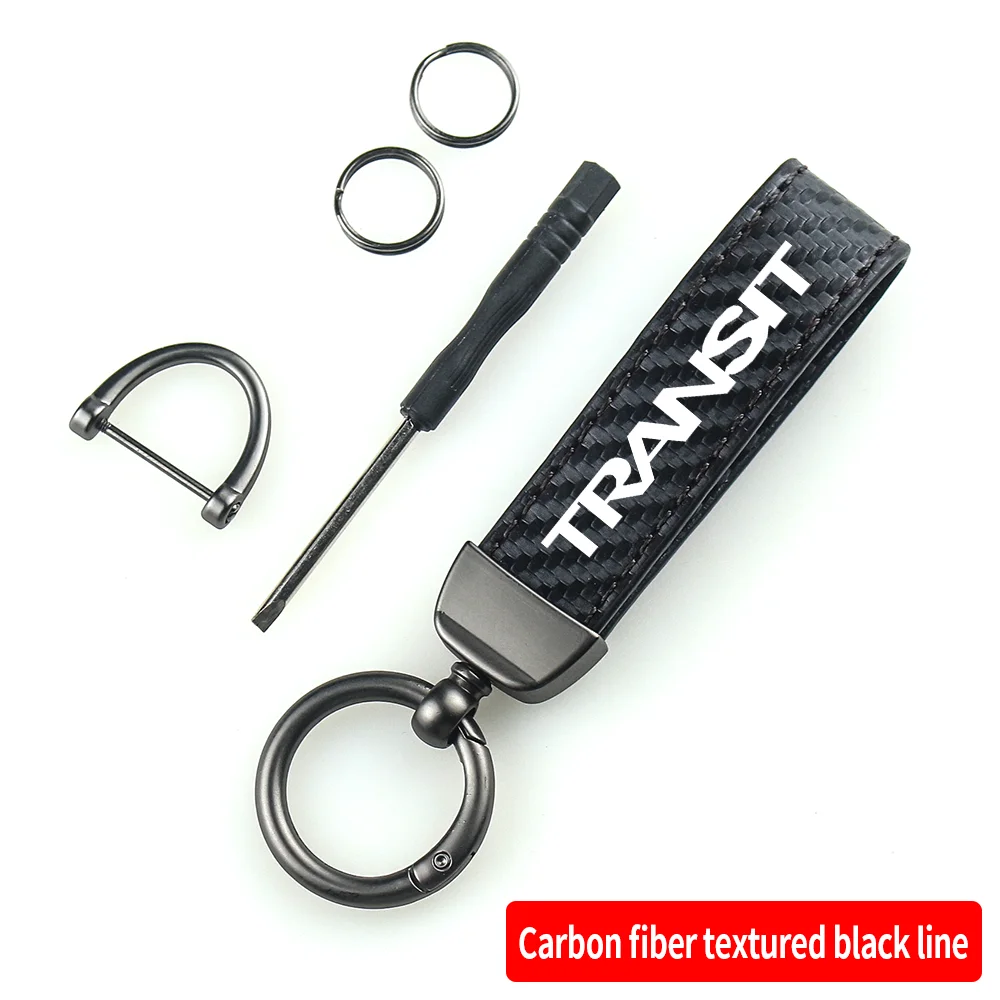 Car Carbon Fiber Leather Rope Keychain Key Chain Pendant Keyring Horseshoe Buckle for RAPTOR S-MAX STline TRANSIT Accessories