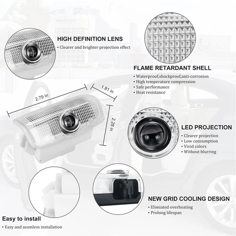 2Pcs LED Car Door 3D Projector Lights For Infiniti EX25 EX35 EX37 QX50 QX56 QX70 QX80 Q50 Q60 M25 M35 M37 FX37 FX50 G37 G25 2022
