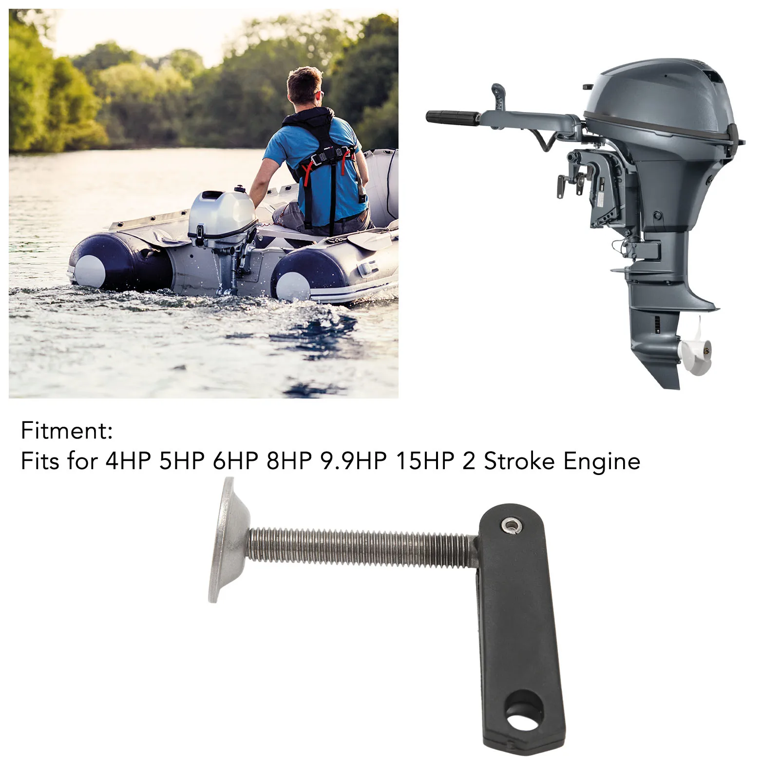 Outboard Motor Mirror Clamping Handle Screw 6E0 43118 00 for 4HP 5HP 6HP 8HP 9.9HP 15HP 2 Stroke Engine 6E0 43118 01