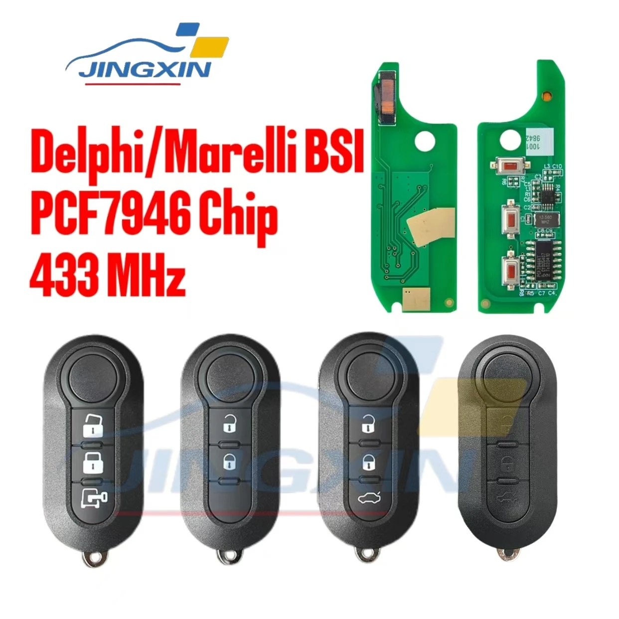 JINGXIN Car Key For Fiat 500L Ducato For Citroen Jumper For Peugeot Boxer 2008-2015 Marelli BSI FCC RX2TRF198 PCF7946 433ASK Key