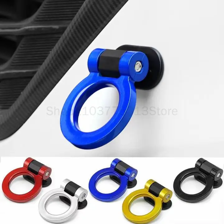 2 designs Car Styling Trailer Hooks Sticker Decoration Car Auto Rear Front Trailer Simulation Racing Ring Vehicle Towing Hook