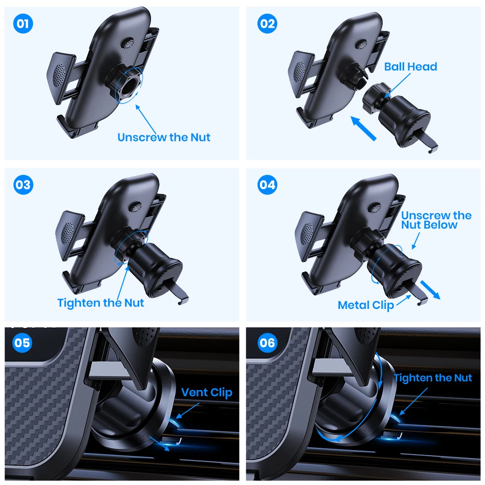 Car Phone Holder Mount,TOPK Upgrade Auto Locking Universal Phone Stand Holder with Hook Clip for Car Air Vent for iPhone Samsun
