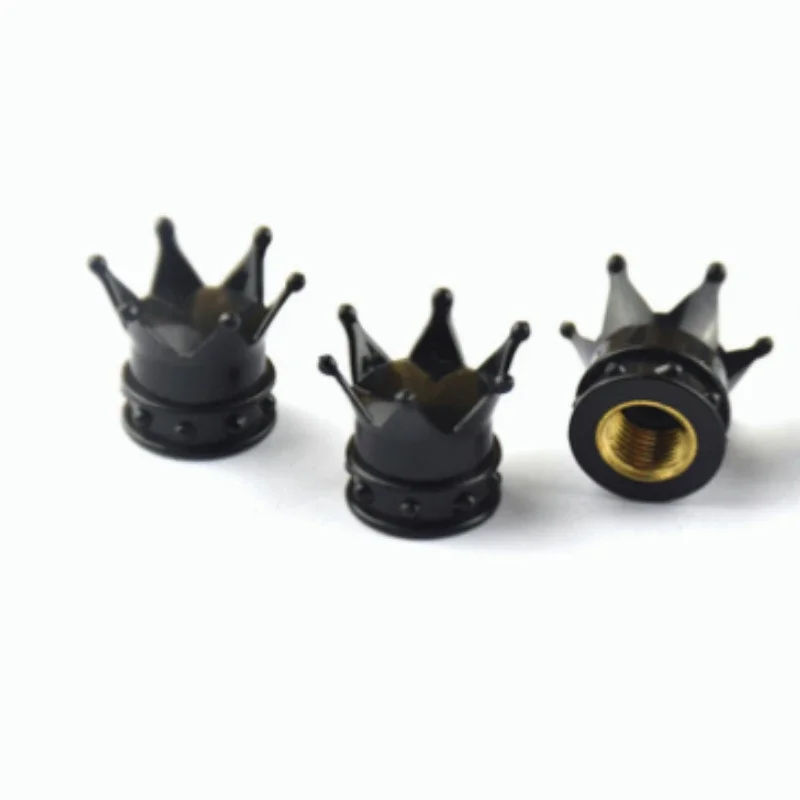 4Pcs Car Universal Crown Valve Caps Dustproof Waterproof Wheel Valve Cover Air Car Motorcycle Tyre Rim Cap Car Trim Valve Cap