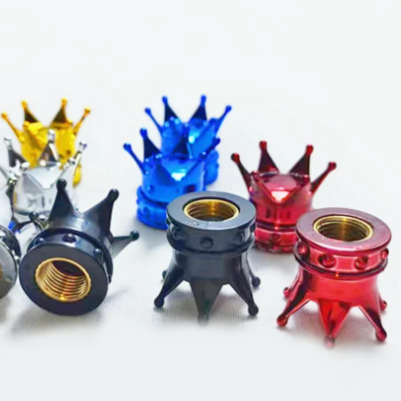 4Pcs Car Universal Crown Valve Caps Dustproof Waterproof Wheel Valve Cover Air Car Motorcycle Tyre Rim Cap Car Trim Valve Cap