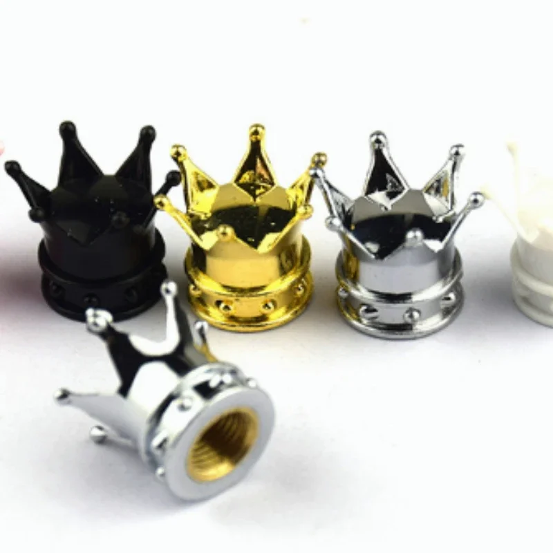 4Pcs Car Universal Crown Valve Caps Dustproof Waterproof Wheel Valve Cover Air Car Motorcycle Tyre Rim Cap Car Trim Valve Cap