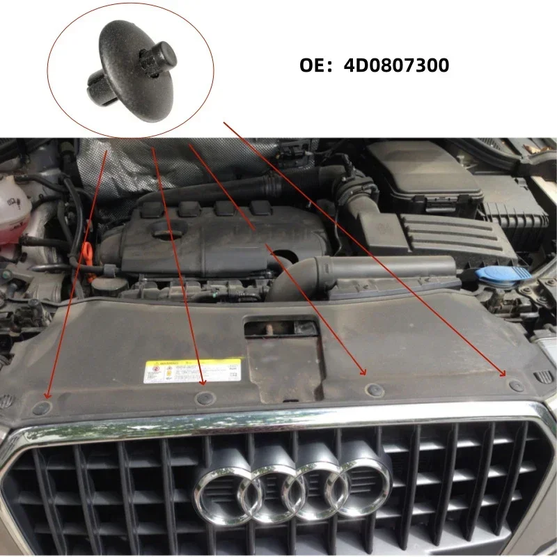 10PCS Car Cover Plate Fixing Clips for Audi A2 A4 A5 A8 Q3 Q5 S4 S5 S8 TT TTS Volkswagen CR7 4D0807300 Body Clips Accessories