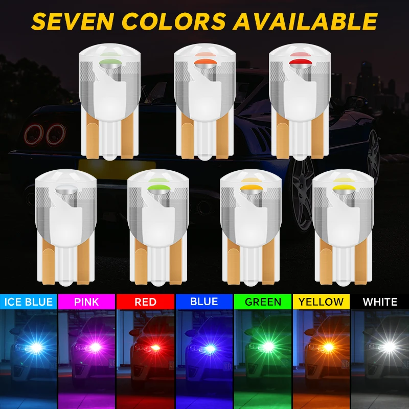 10 Pcs YiRui New LED T10 194 W5W 7000K White Red 12V automotive reading light high brightness small bulb