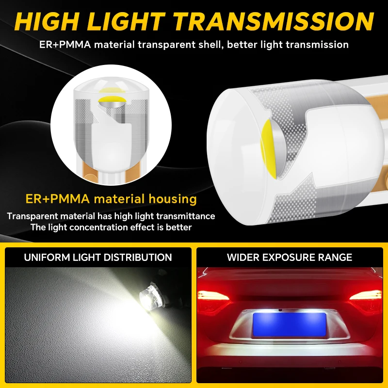 10 Pcs YiRui New LED T10 194 W5W 7000K White Red 12V automotive reading light high brightness small bulb