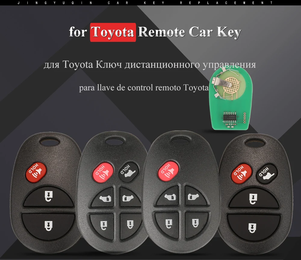 jingyuqin 315/433MHz GQ43VT20T Remote Car Key Fob for Toyota Sienna Tundra Sequoia Tacoma Camry Highlander Aurion 2004-2018