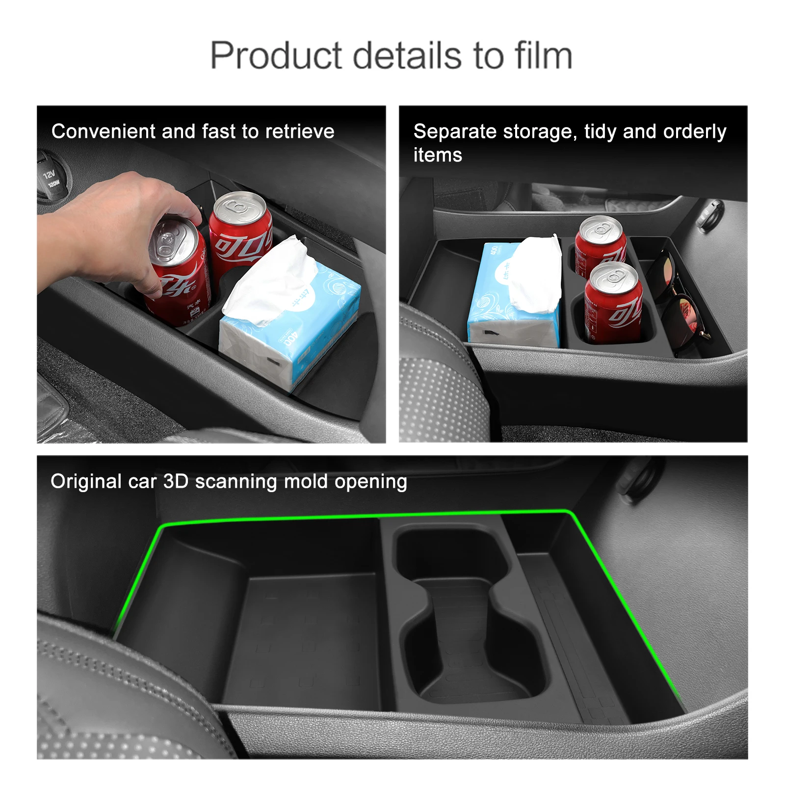 Smabee for Hyundai Santa Fe 2024 2025 2026 Car Central Lower Layer Storage Box Cup Holder TPE Organizer Tray Accessories Tidying