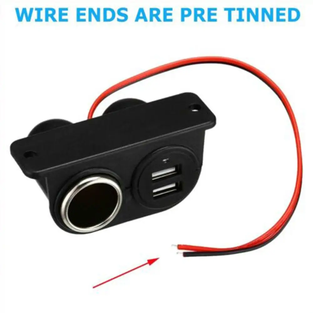 USB Ports Socket DC 5V 3.1A Dual USB Built-In Car Camper Adapter Cigarette Lighter Multi Plug Charger Port Socket Car Accessory