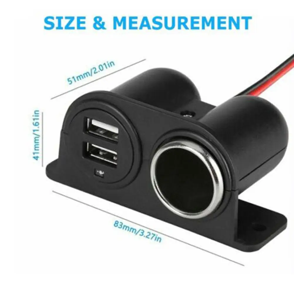 USB Ports Socket DC 5V 3.1A Dual USB Built-In Car Camper Adapter Cigarette Lighter Multi Plug Charger Port Socket Car Accessory