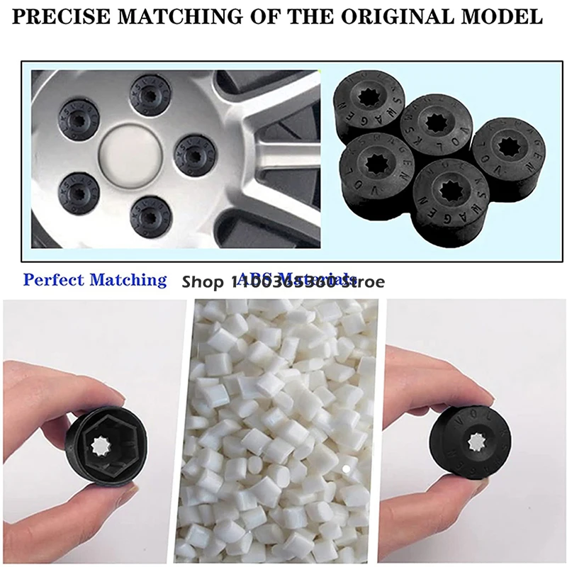 For VW Volkswagen Jetta Polo Tiguan Golf MK4 Passat B6 Seat Leon Ibiza Tire Screw Caps Accessories Car Wheel Hub Nut Bolt Covers